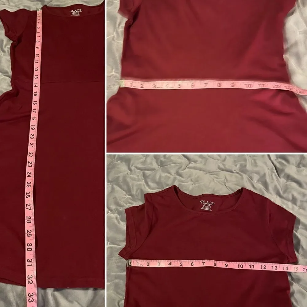 The Childrens Place Uniform Girls Everyday Dress Tshirt Dress Burgundy Red XL 14 - Picture 7 of 7